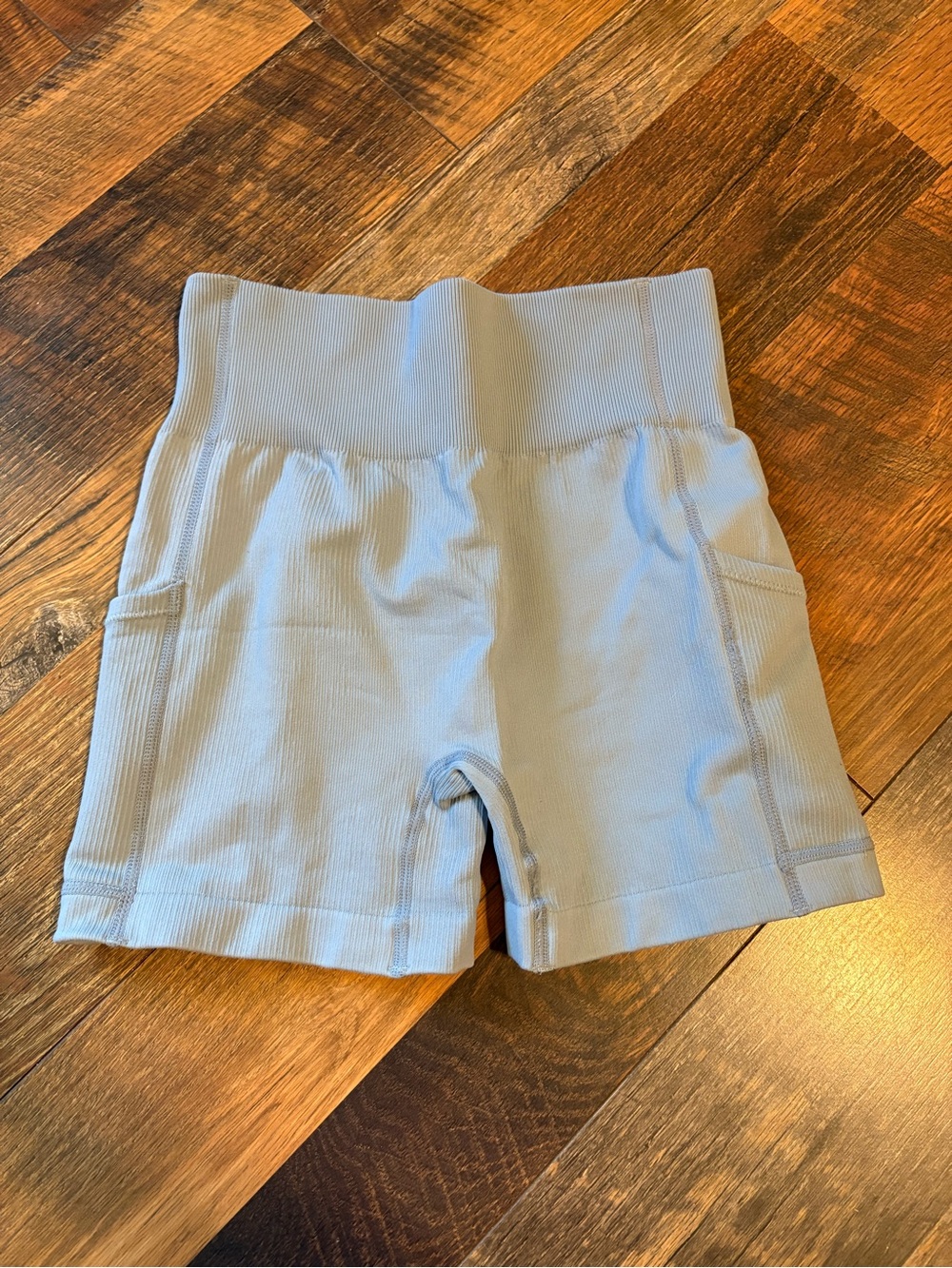 Light Blue OQQ Small Ribbed Biker Shorts